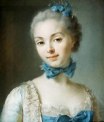 unknow artist Portrait of a young woman wearing a blue ribbon at her throat Spain oil painting art